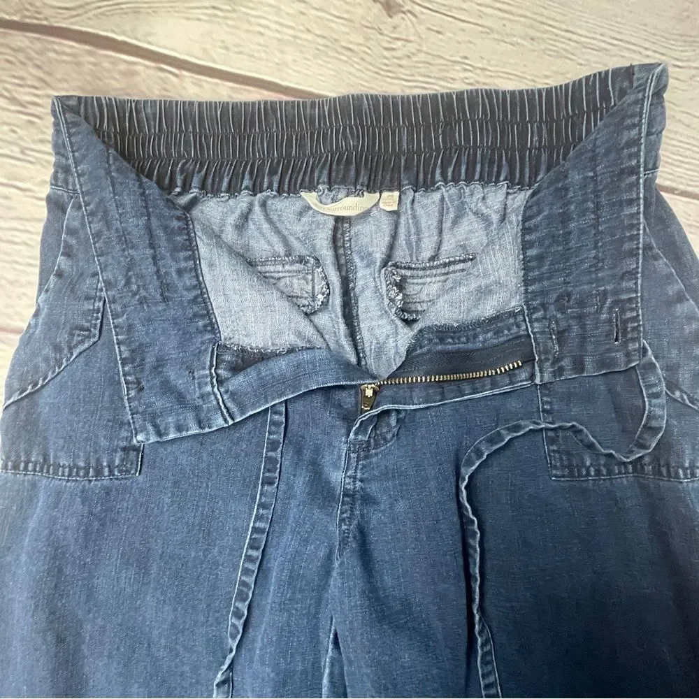 SOFT SURROUNDINGS women's soft blue tencel denim button cropped pants, size S P - Picture 6 of 13